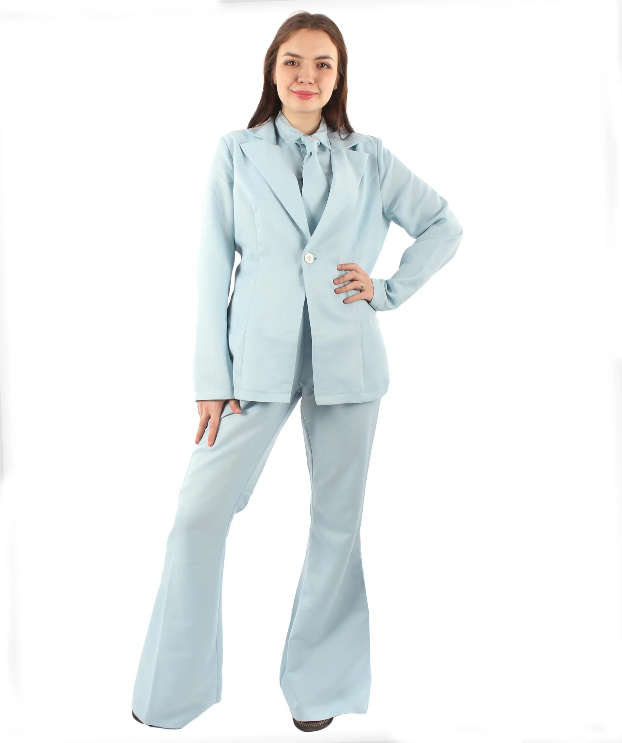 Adult Women's Deluxe Singer Party Suit Costume | Lt.Blue Cosplay Costume