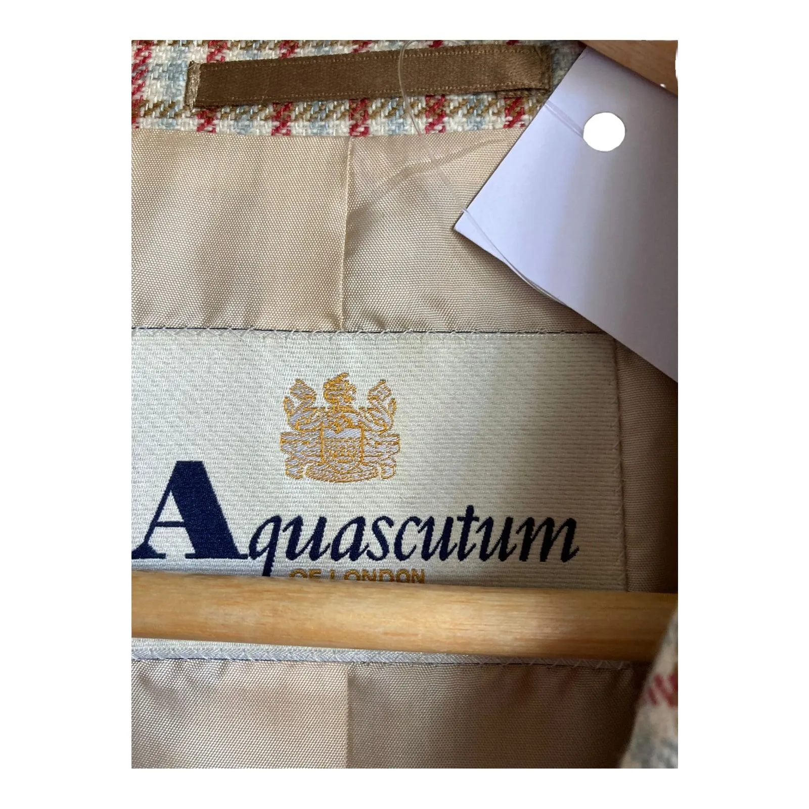 Aquascutum Wool Mix Cream Multi-Coloured Checked Skirt Suit UK Size 10