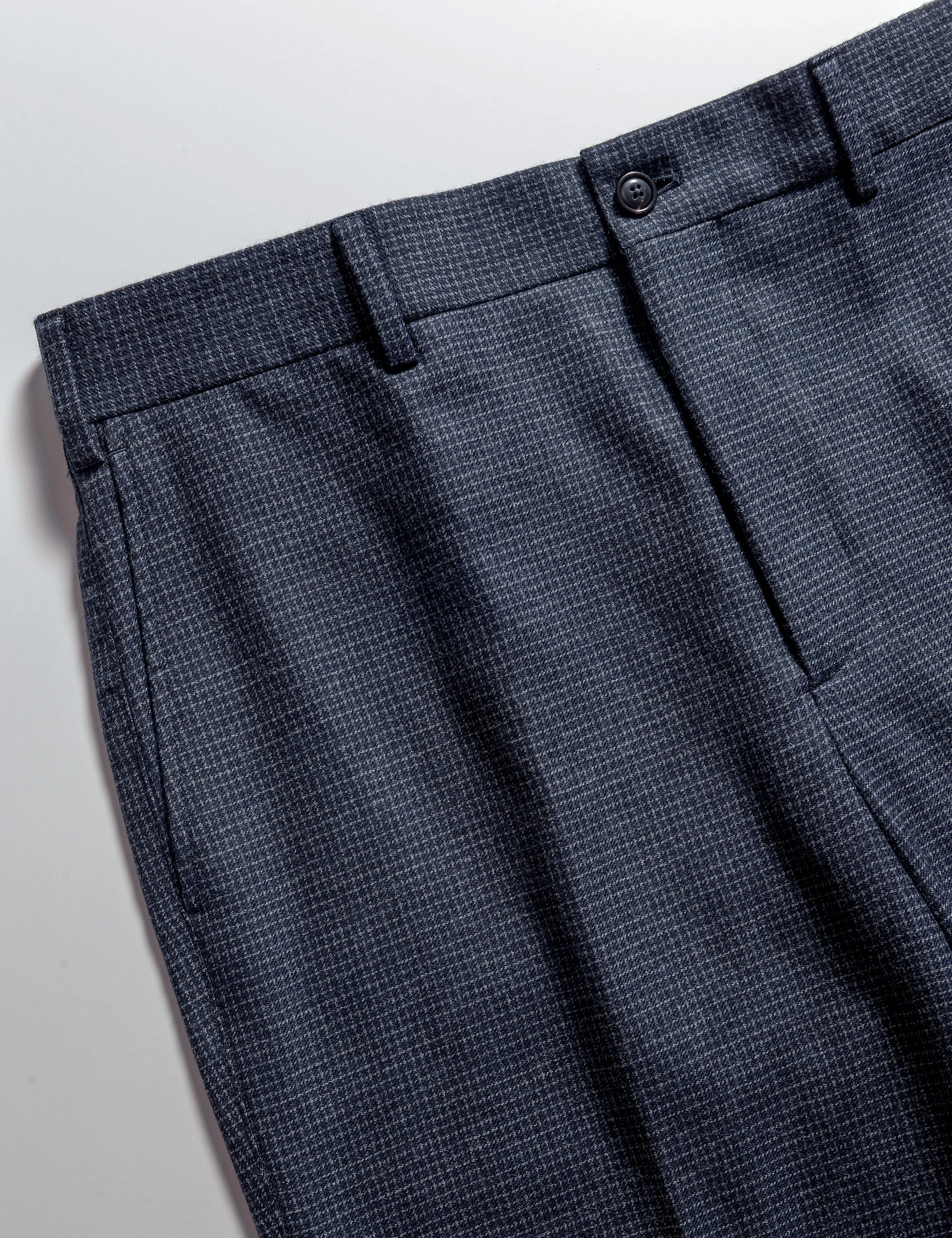 BKT36 Straight Leg Pant in Brushed Wool Microgrid - Navy