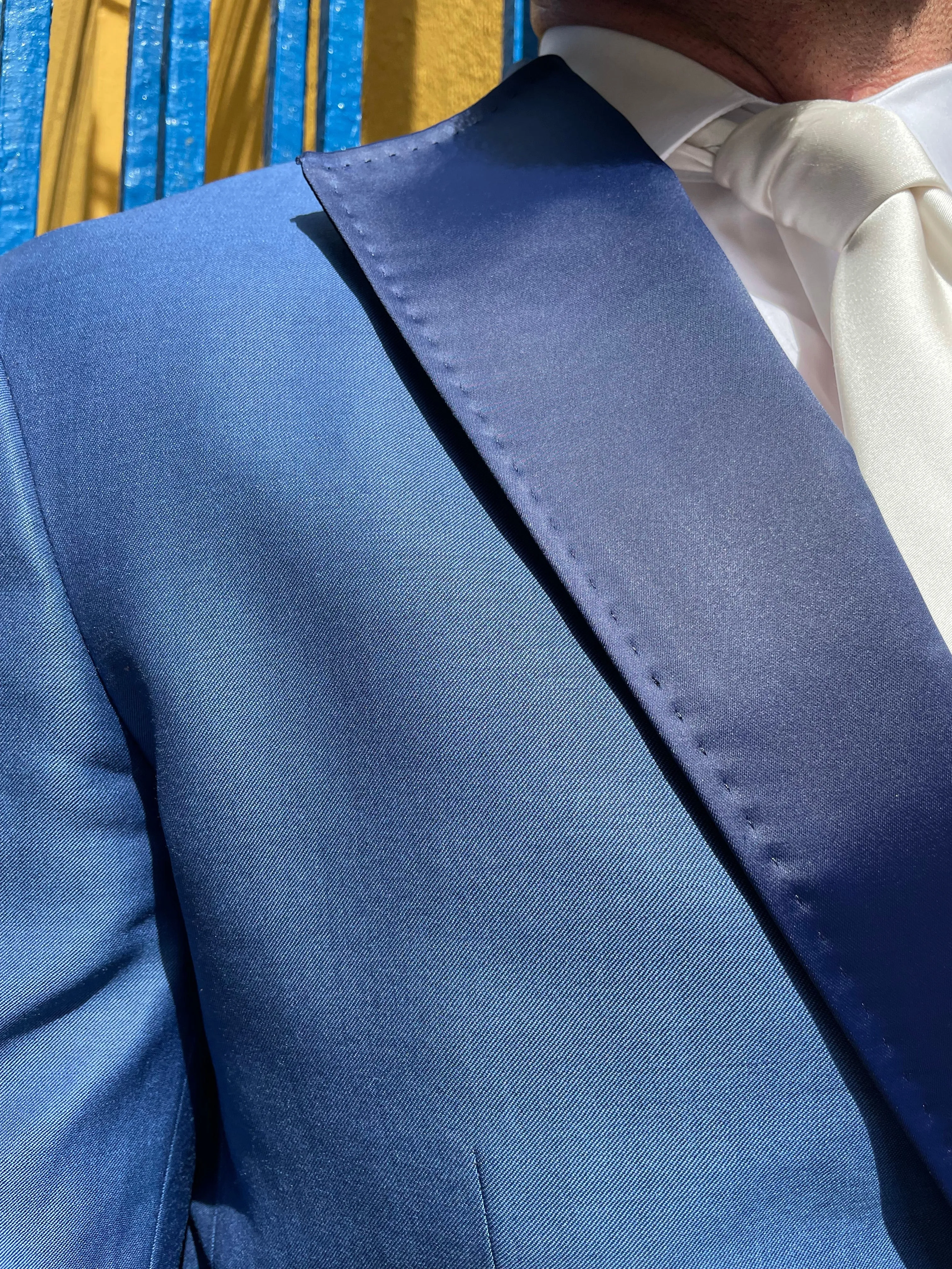 Blue Satin Notch Lapels