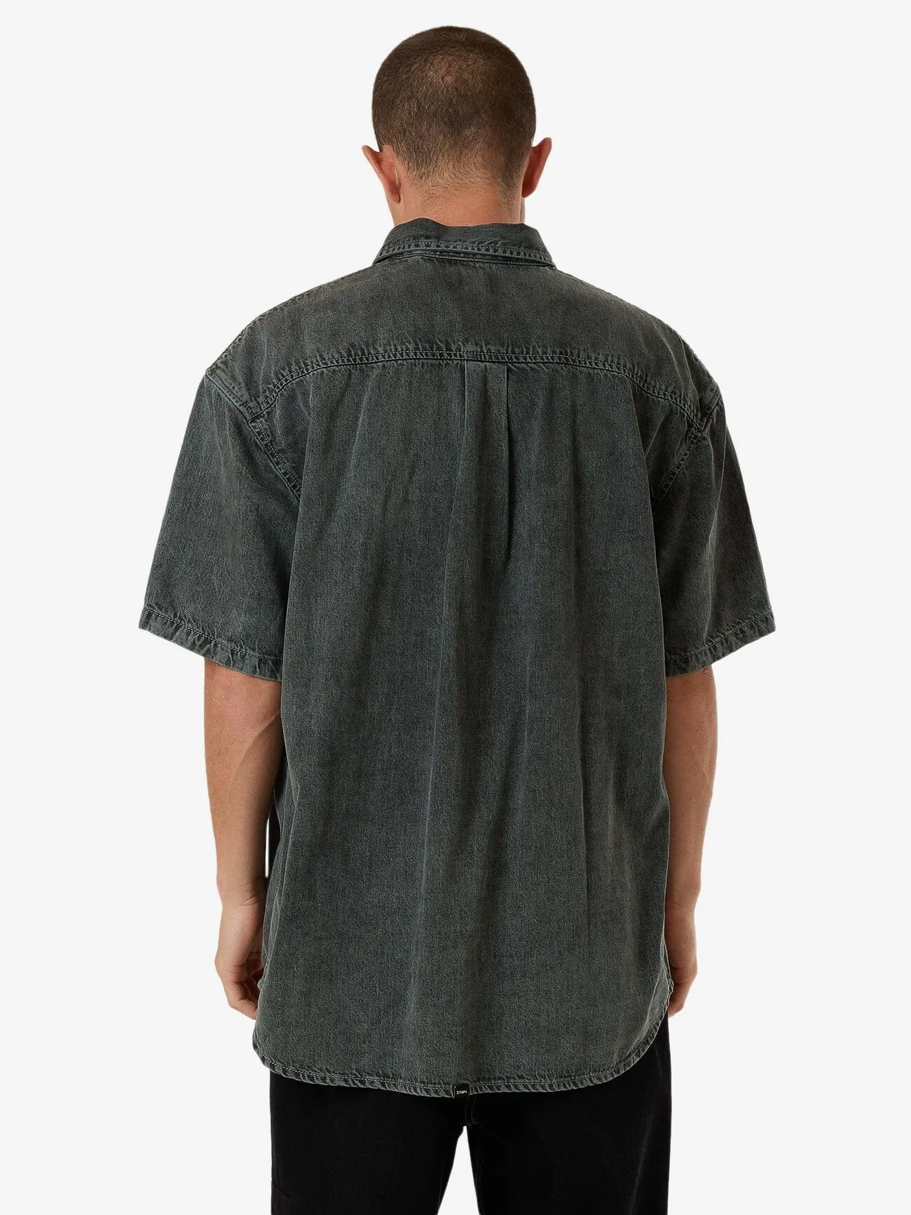 Canyon Oversize Short Sleeve Denim Shirt - Dark Forest