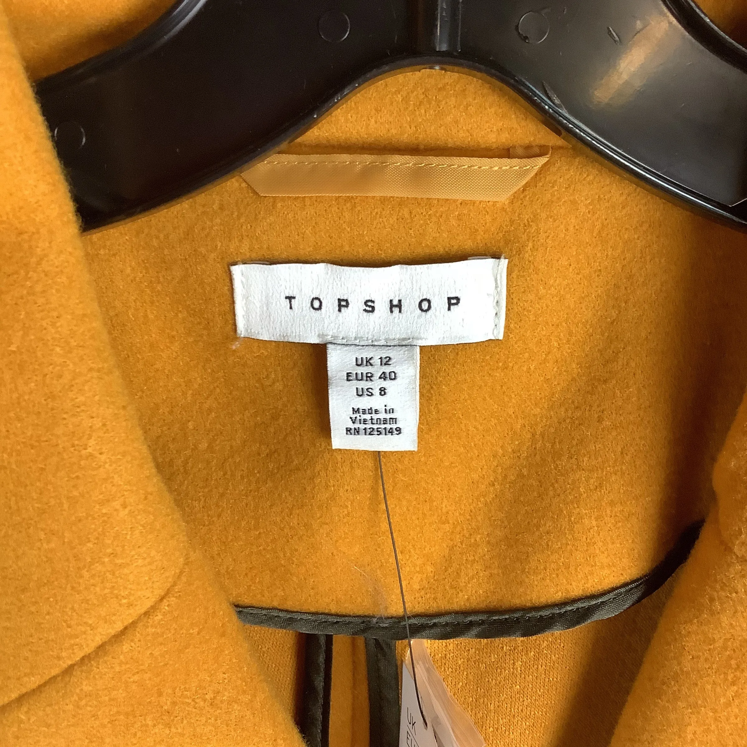 Coat Peacoat By Top Shop In Yellow, Size: M (8)