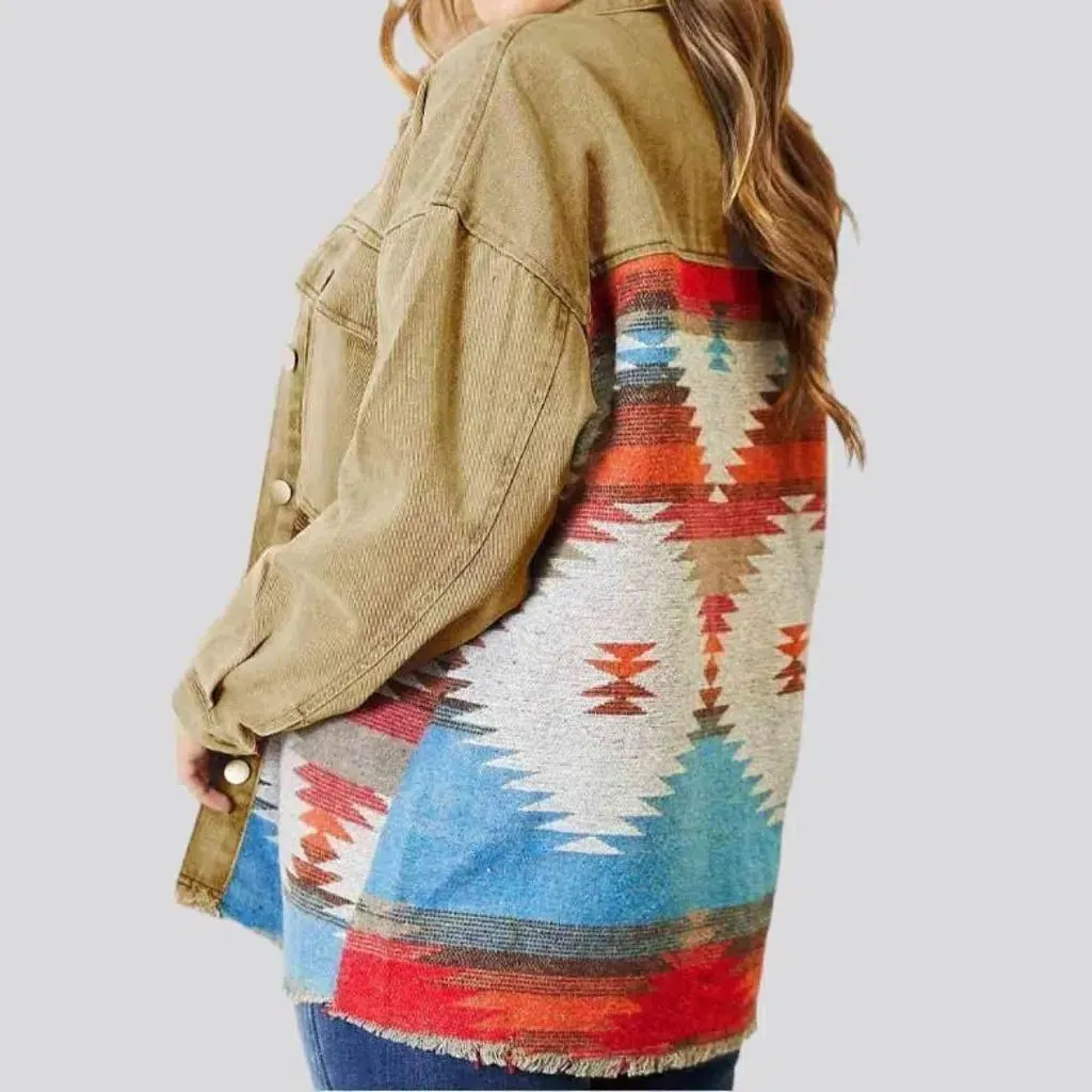 Color patchwork denim jacket for ladies