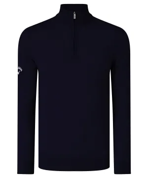 Dark Navy (Peacoat Navy) - Ribbed ¼ zip Merino sweater