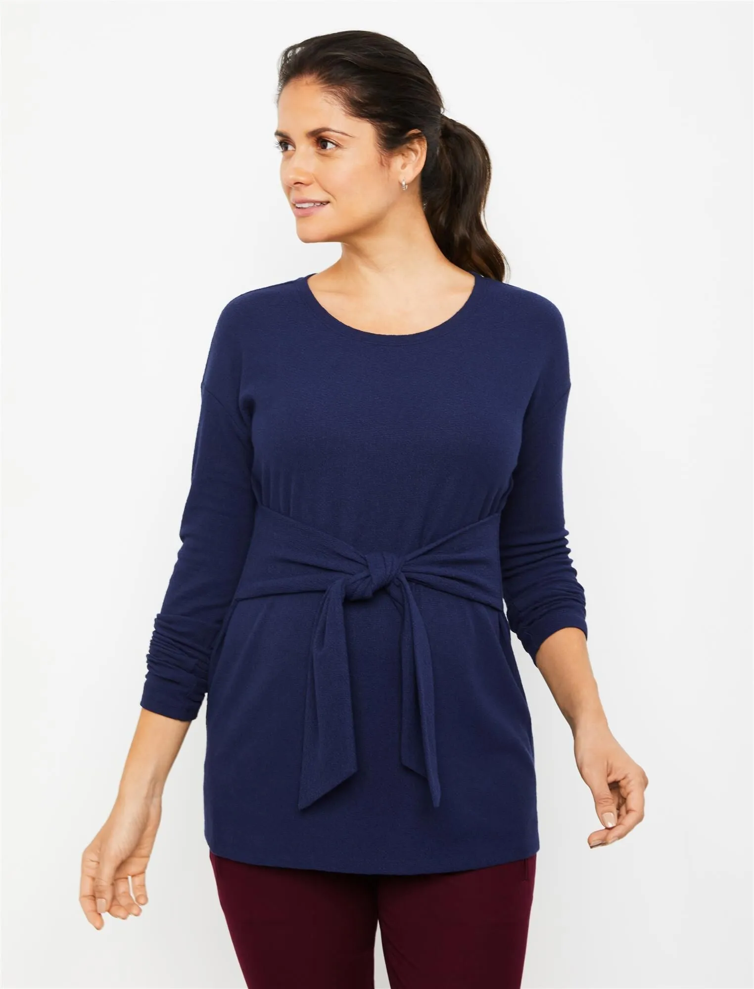 Dolman Sleeve Crepe Maternity Top in Peacoat