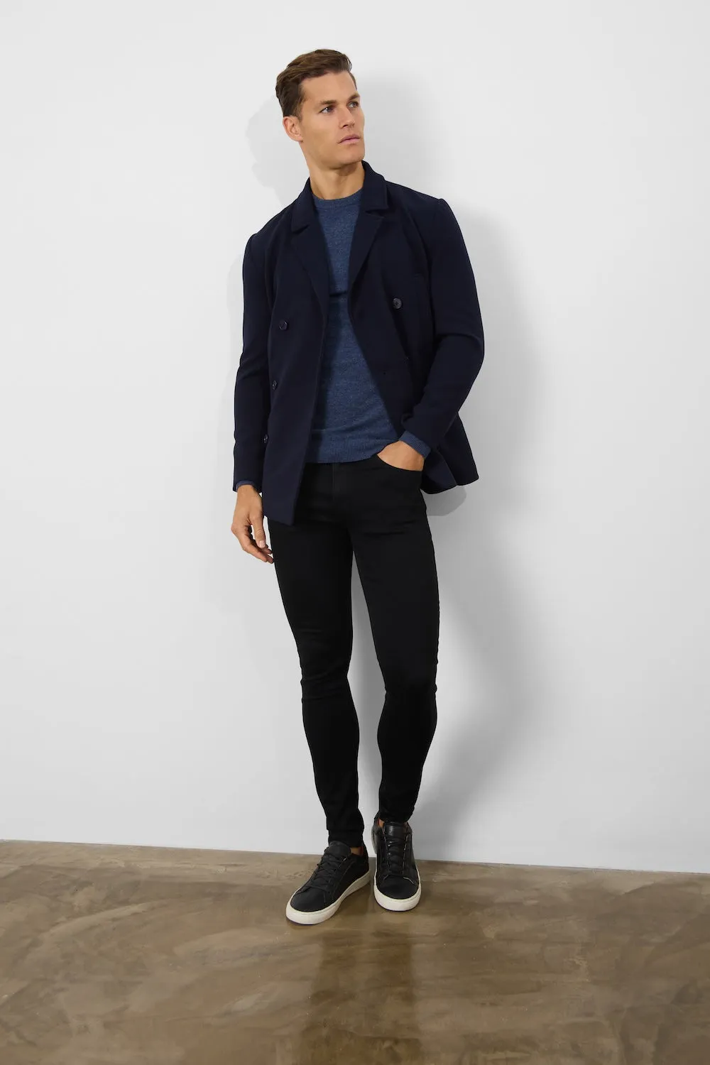 Double Breasted Peacoat in Navy