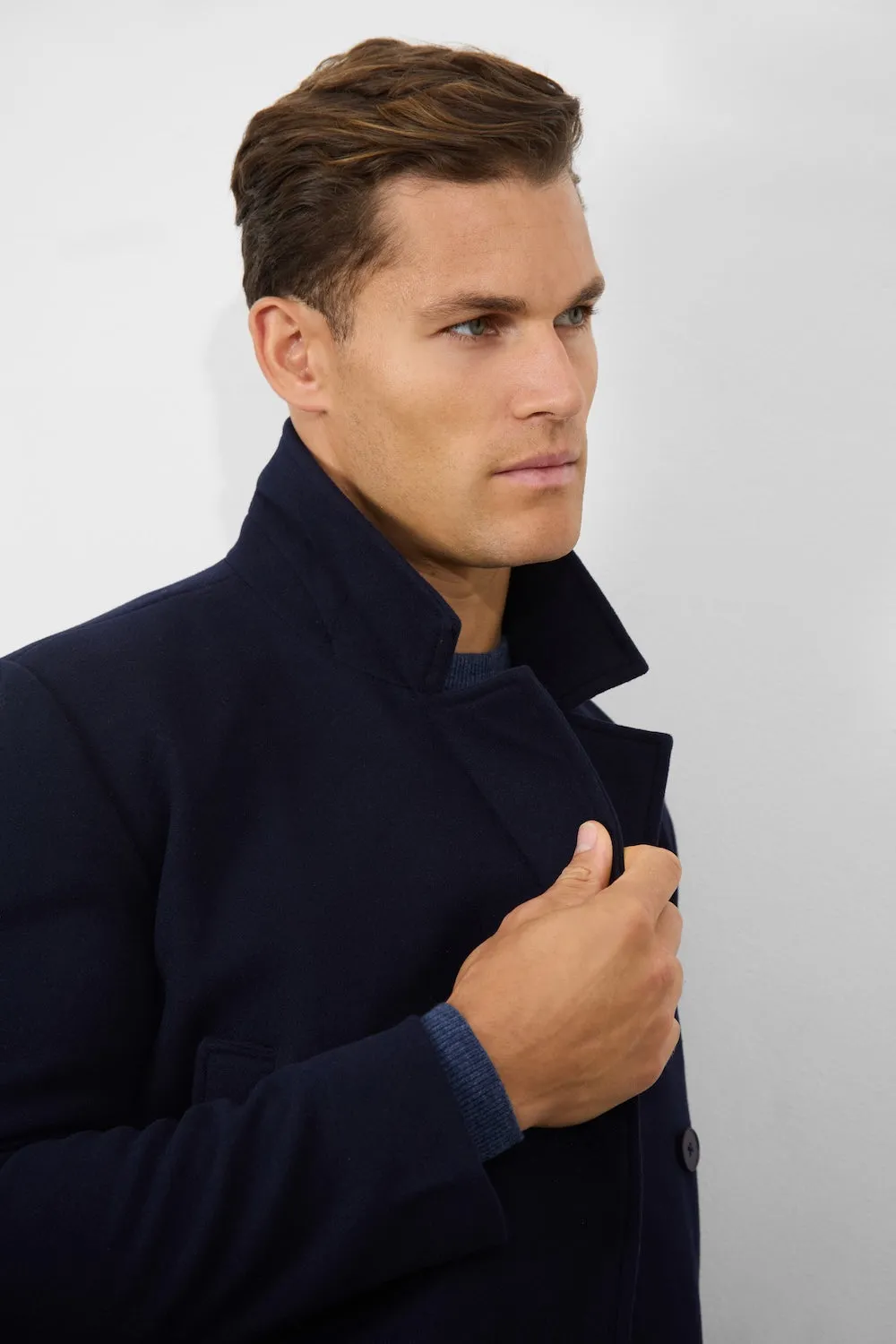 Double Breasted Peacoat in Navy