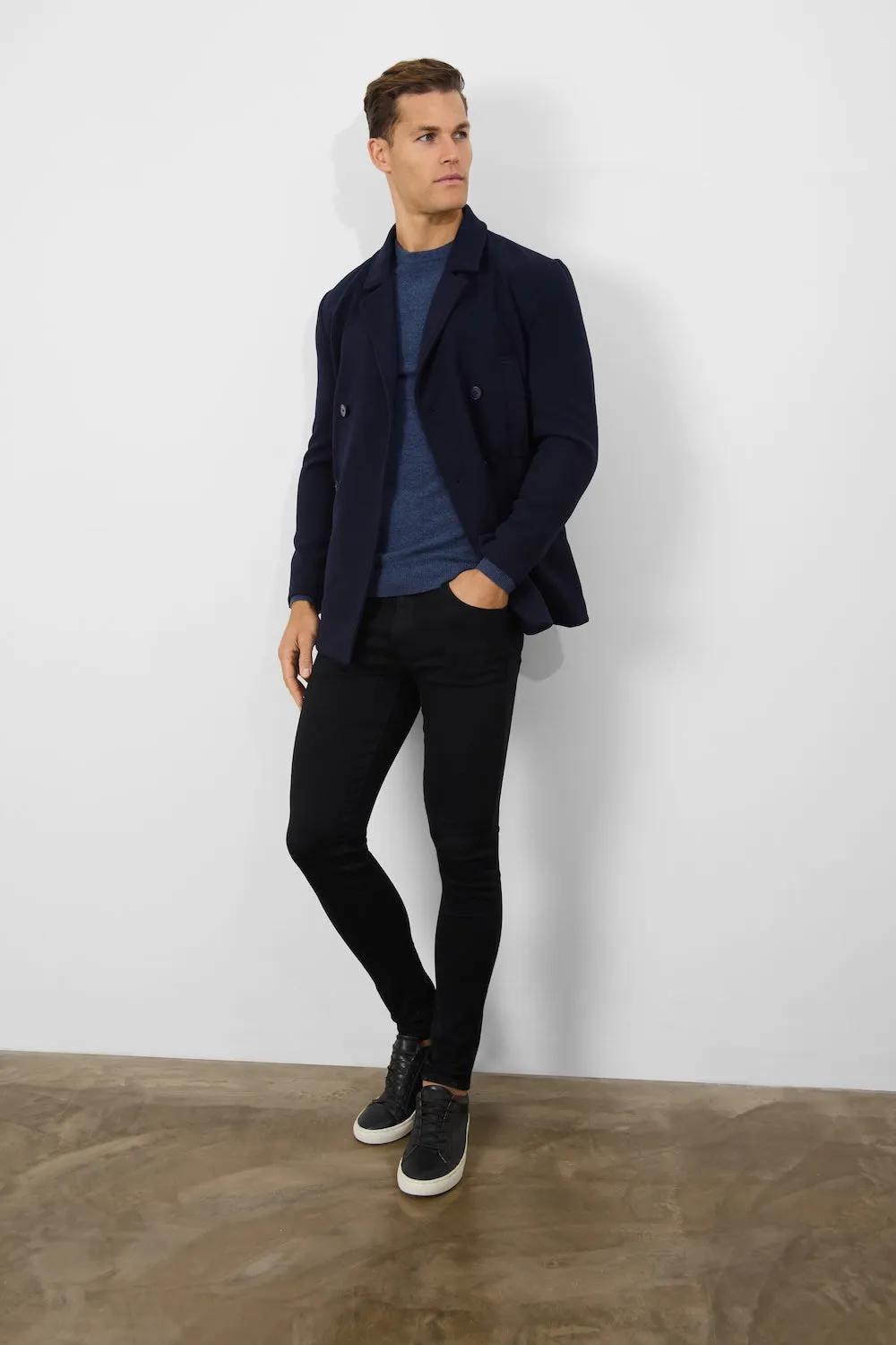 Double Breasted Peacoat in Navy