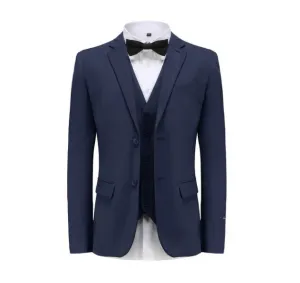 Euro Style Slim Cut Three-Piece Suit - Navy