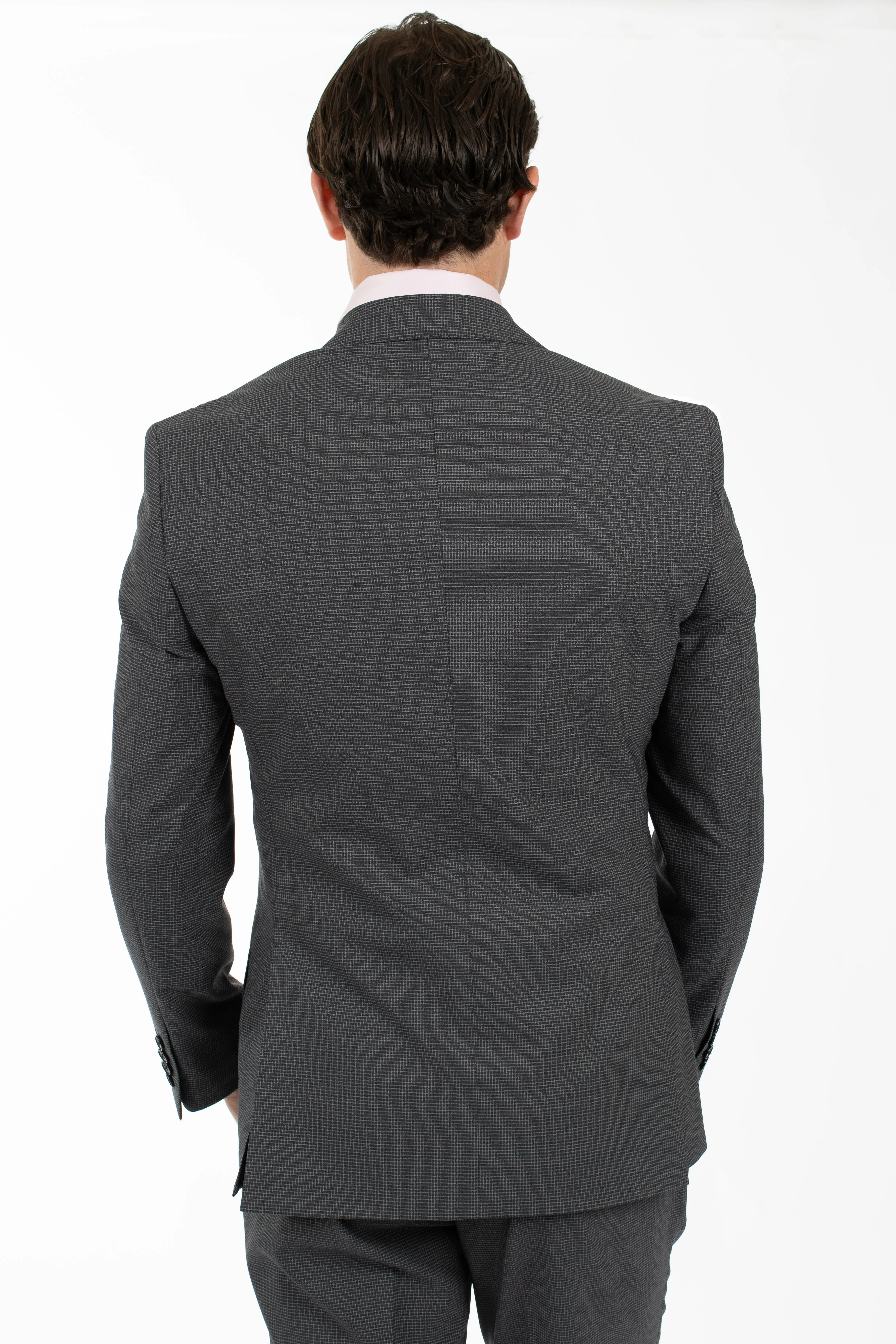 Grey Mini Check Suit Jacket