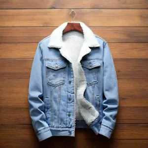 Ice Blue Sherpa Denim Jacket