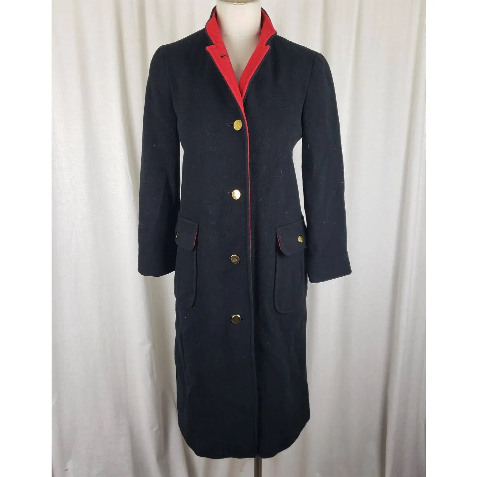 ilie Wacs Bergdorf Goodman Winter Wool Military Colorblock Peacoat Coat Womens 4