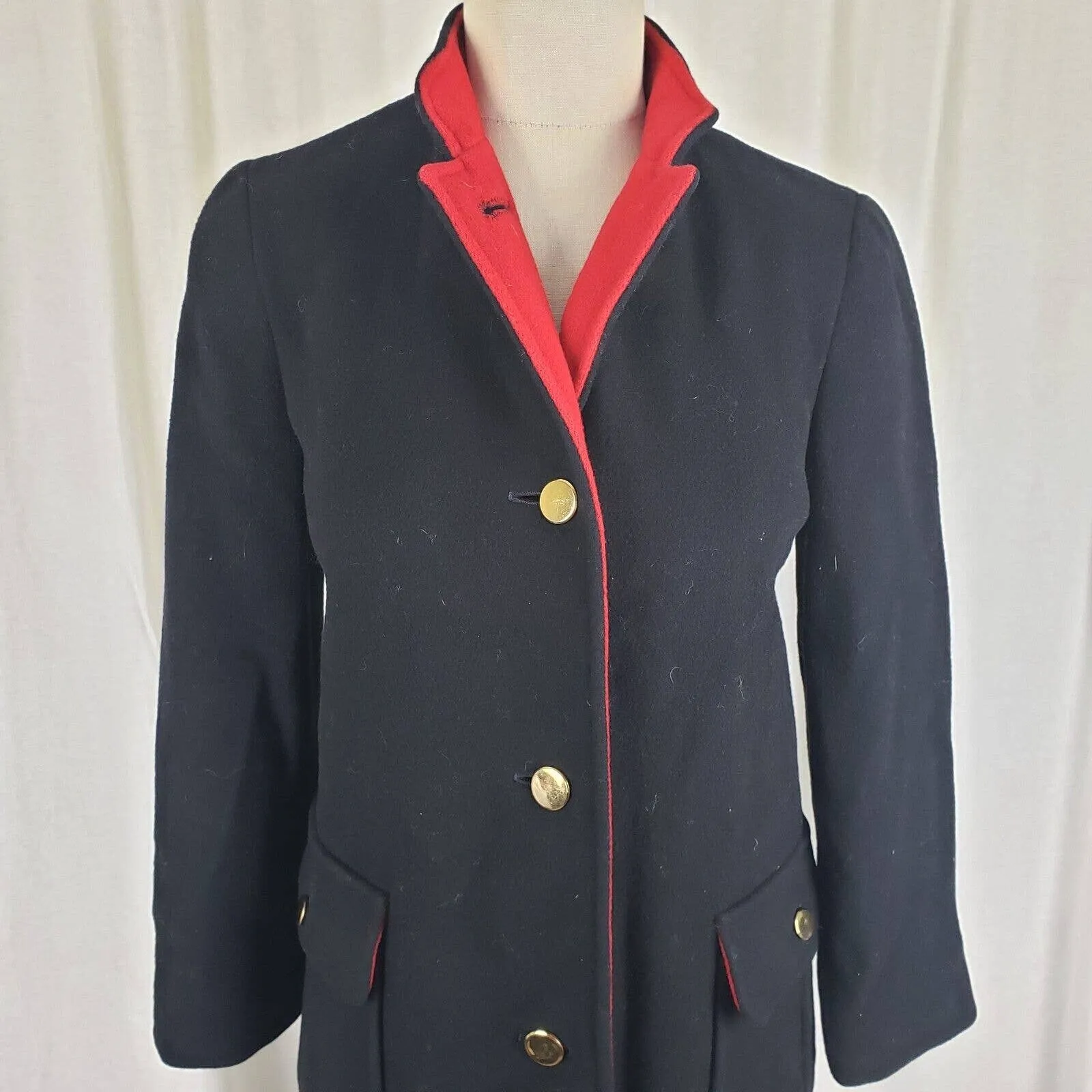 ilie Wacs Bergdorf Goodman Winter Wool Military Colorblock Peacoat Coat Womens 4