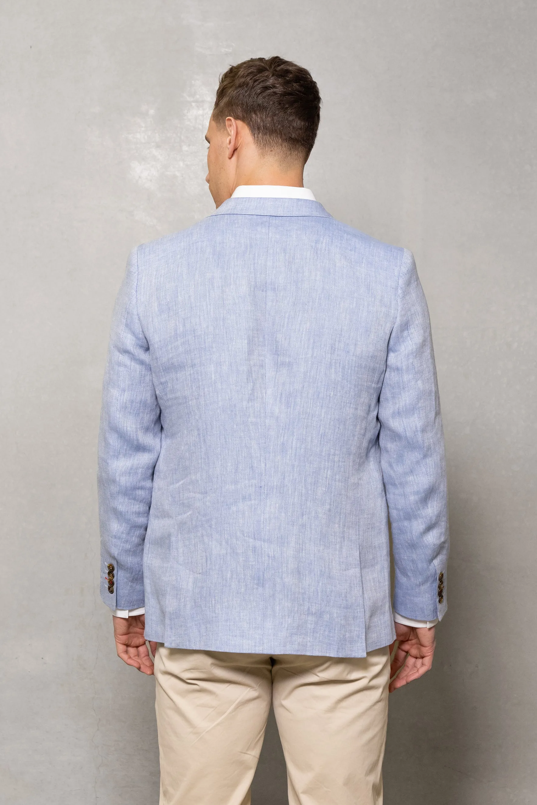 Johnson Linen Herringbone Blazer: Sky