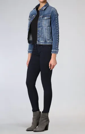 KATY JACKET IN DARK INDIGO EYELET