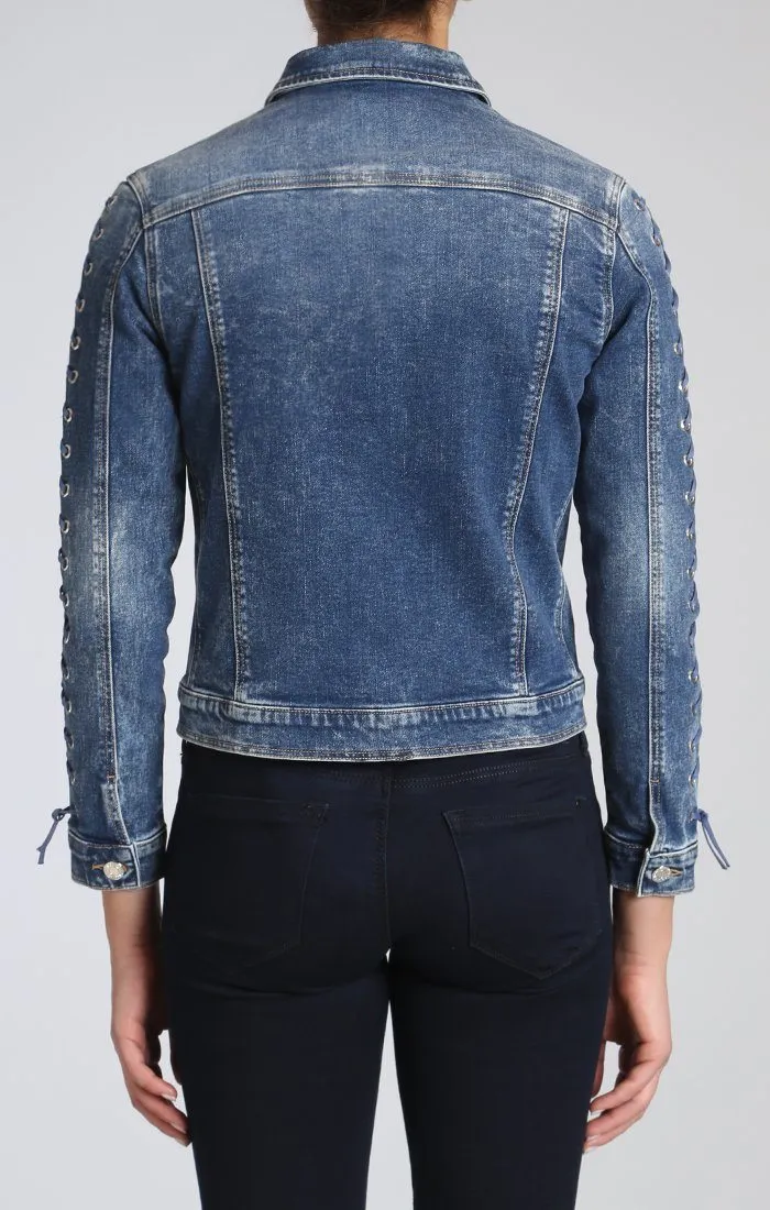 KATY JACKET IN DARK INDIGO EYELET