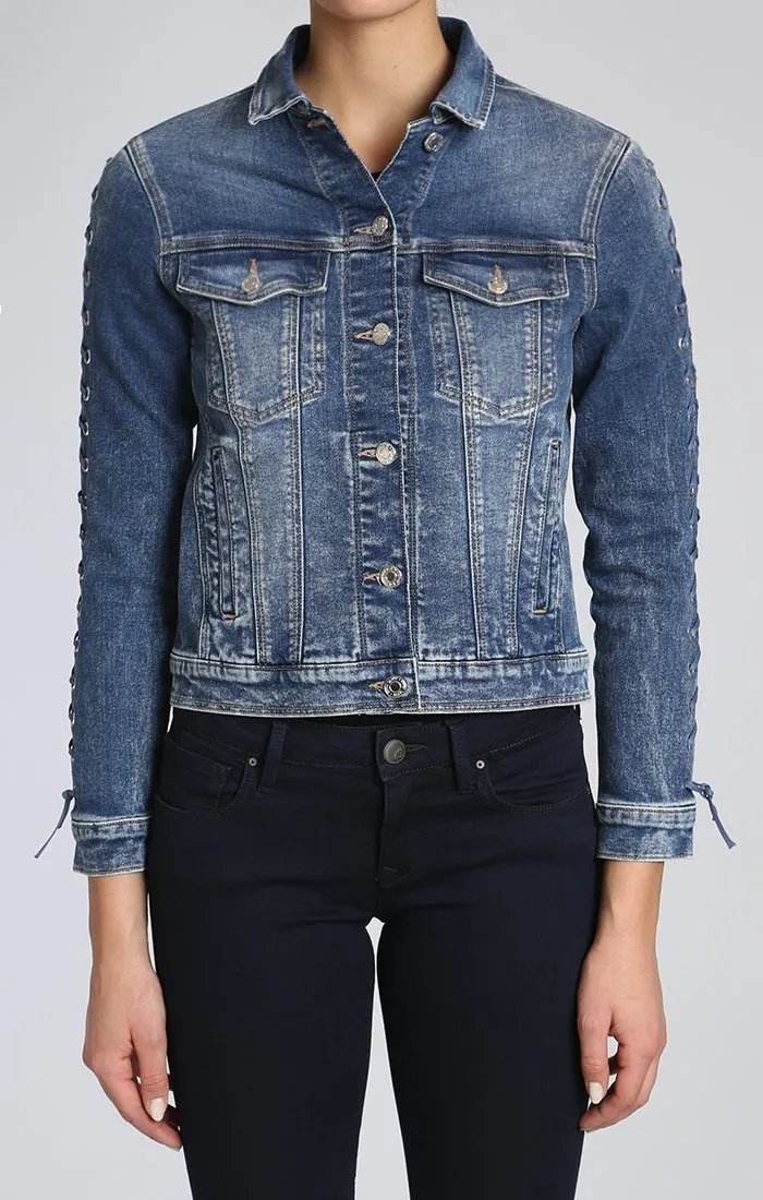 KATY JACKET IN DARK INDIGO EYELET