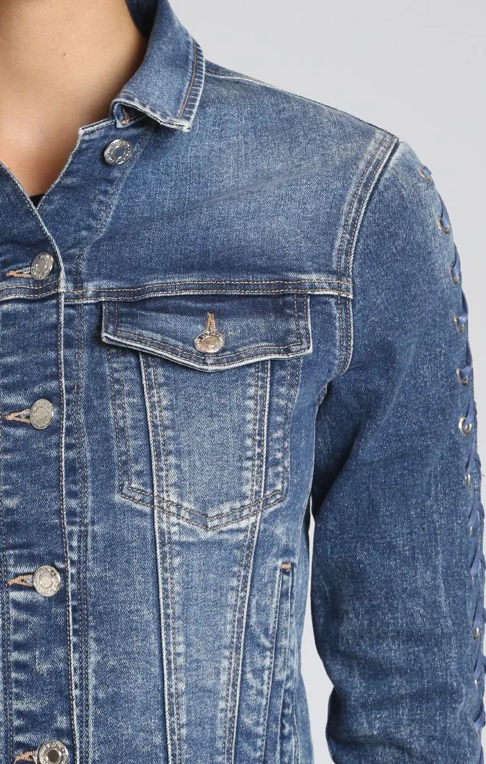 KATY JACKET IN DARK INDIGO EYELET