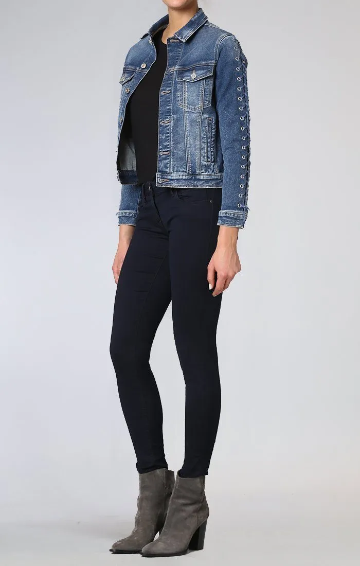 KATY JACKET IN DARK INDIGO EYELET