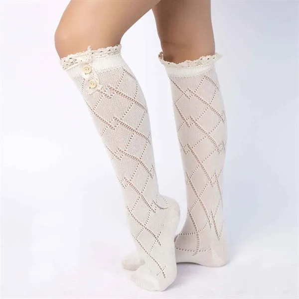 Knit DIAMOND Lace Boot Socks