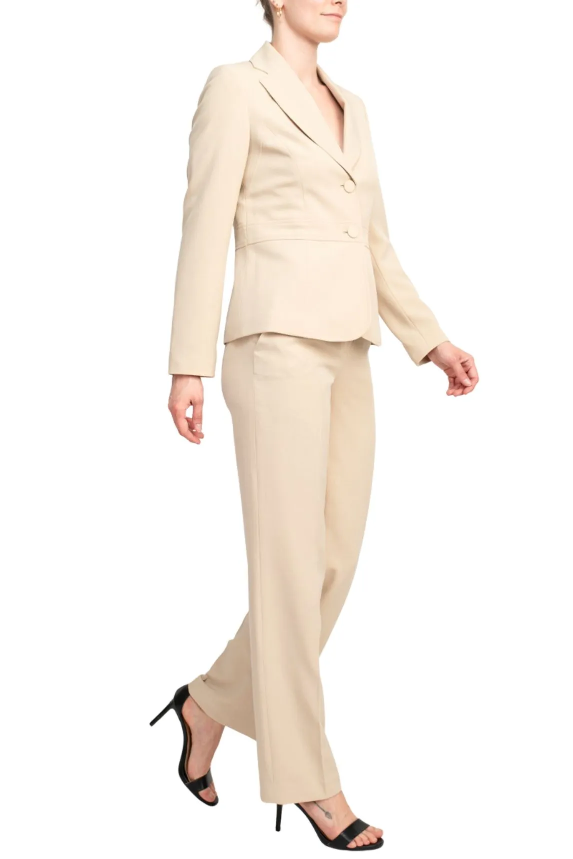 Le Suit Crepe Two Button Notch Collar Jacket and Trouser Pant Set