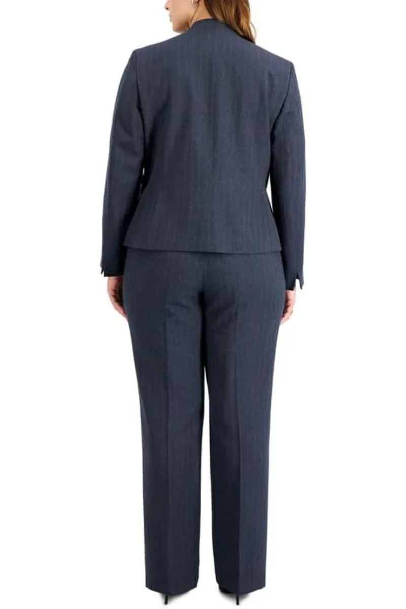 Le Suit One-Button Collarless Straight-Leg Pantsuit ( Plus Size )