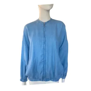 Lightweight Denim Bomber Jacket Blue SIZE S