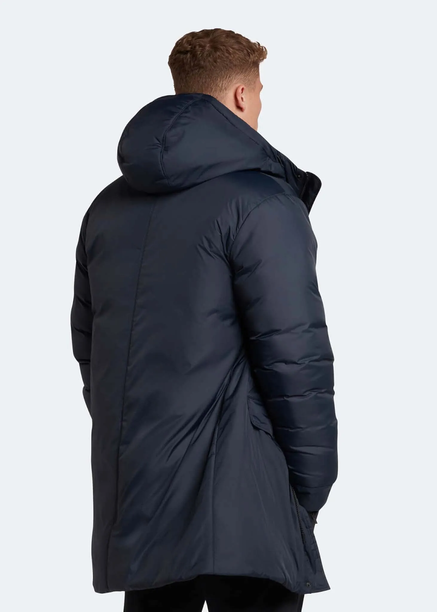 Long line internal padded jacket - dark navy