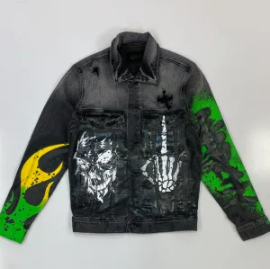 Mackeen- anarchy printed denim jacket (black)