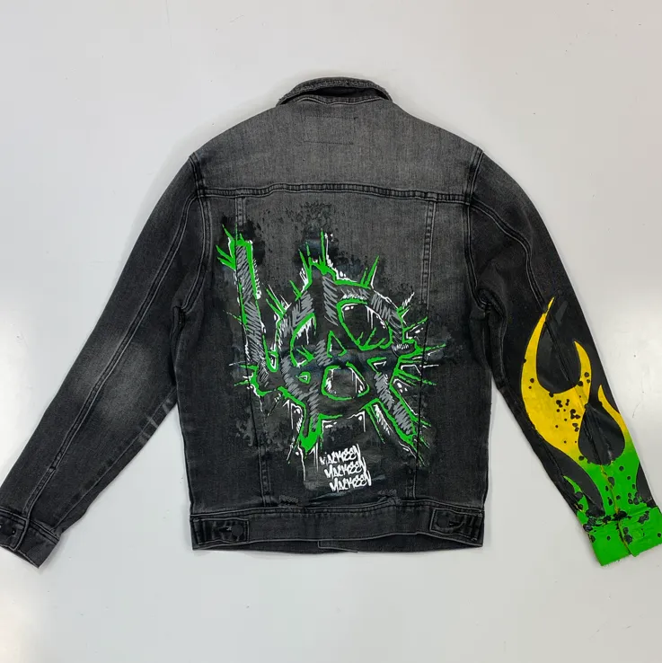 Mackeen- anarchy printed denim jacket (black)