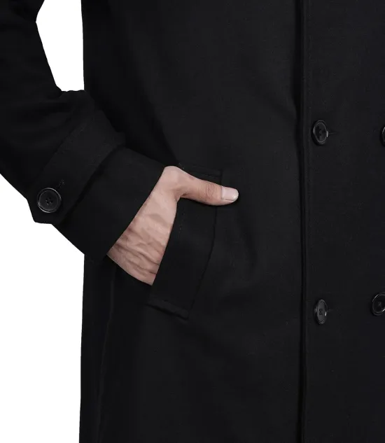 Men's Black Double Breasted Wool Peacoat