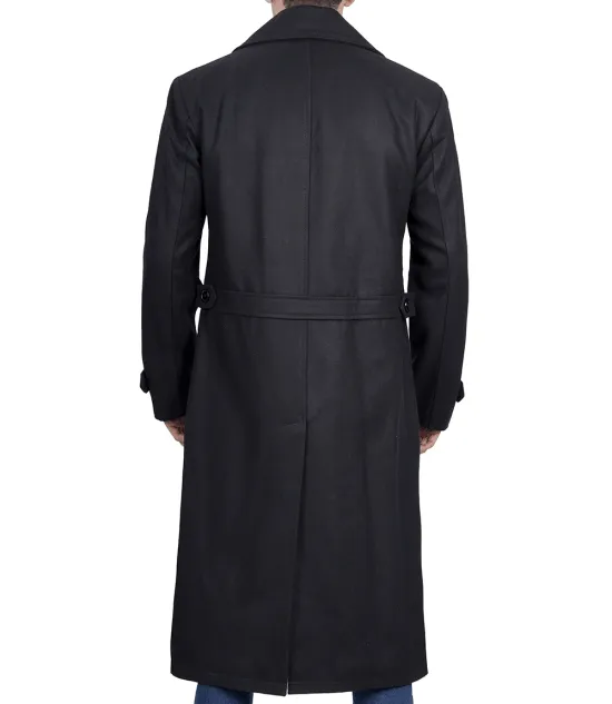 Men's Black Double Breasted Wool Peacoat