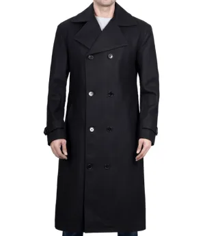 Men's Black Double Breasted Wool Peacoat