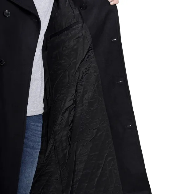 Men's Black Double Breasted Wool Peacoat