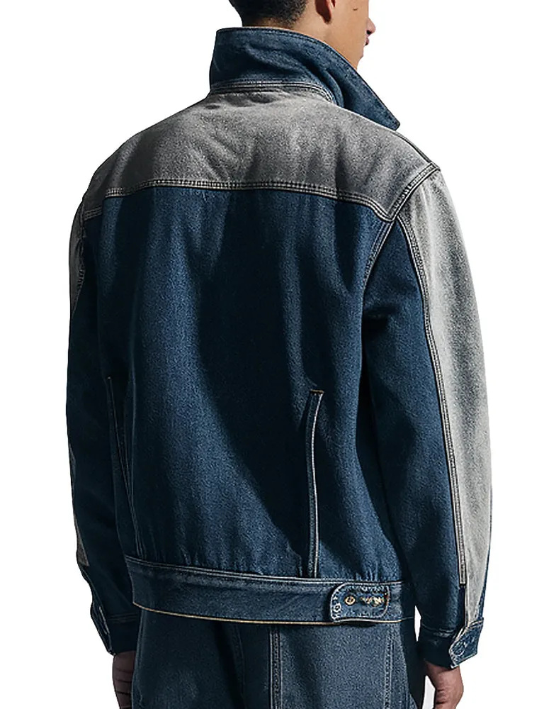 Men's Blue and Grey Harvest Denim Jacket