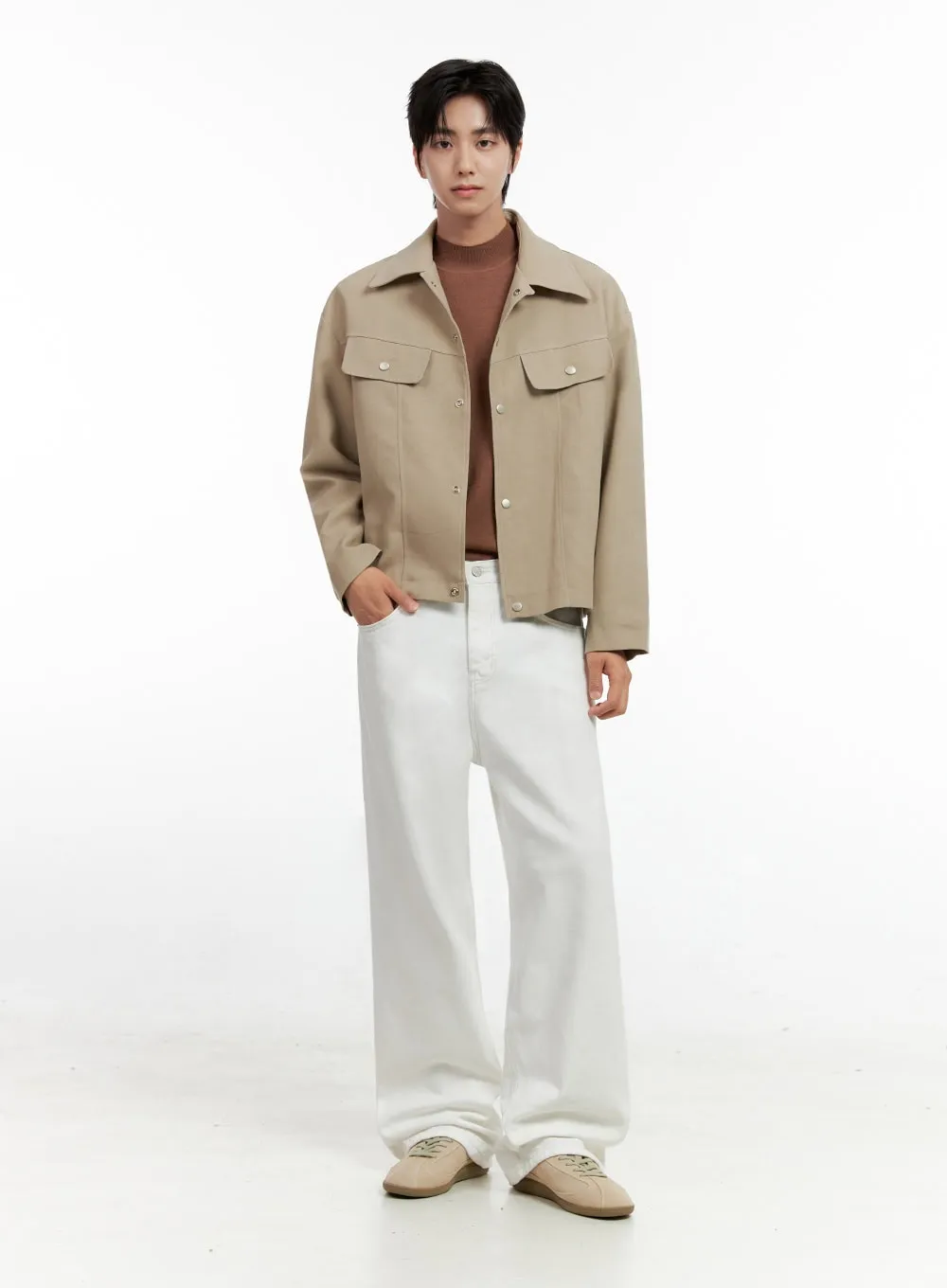 Men's Button Collared Refined Jacket IN401