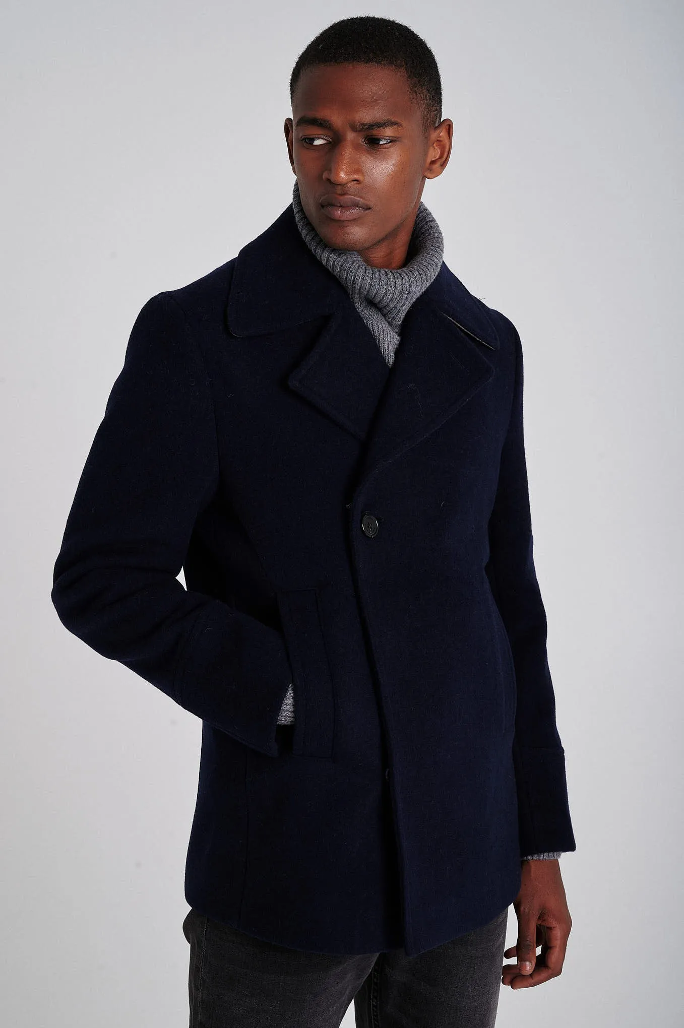 Men's Double Breasted Wool Blend Peacoat