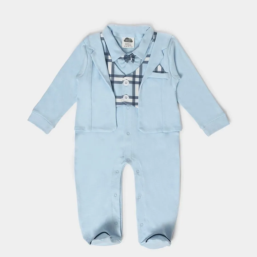 Misty Baby Blue Sleep Suit with Booties