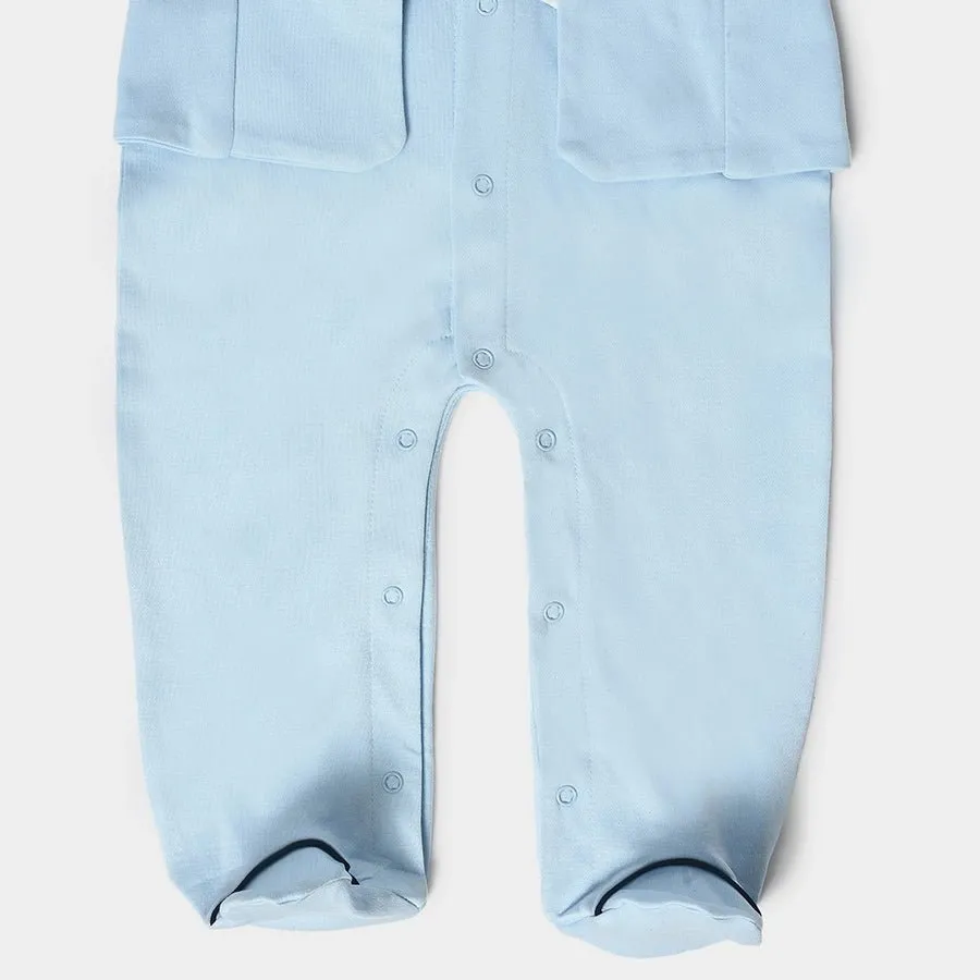 Misty Baby Blue Sleep Suit with Booties