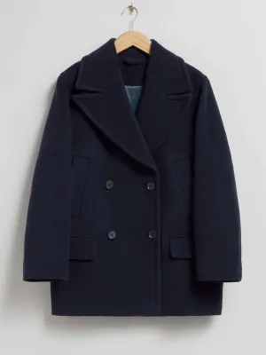 Navy relaxed pea coat