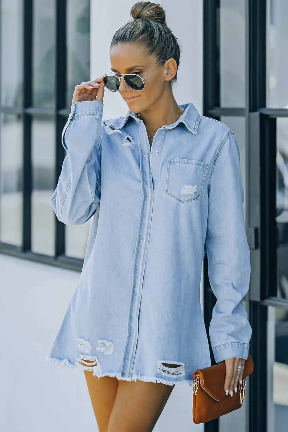 Nothing Is Better Distressed Snap Down Denim Jacket