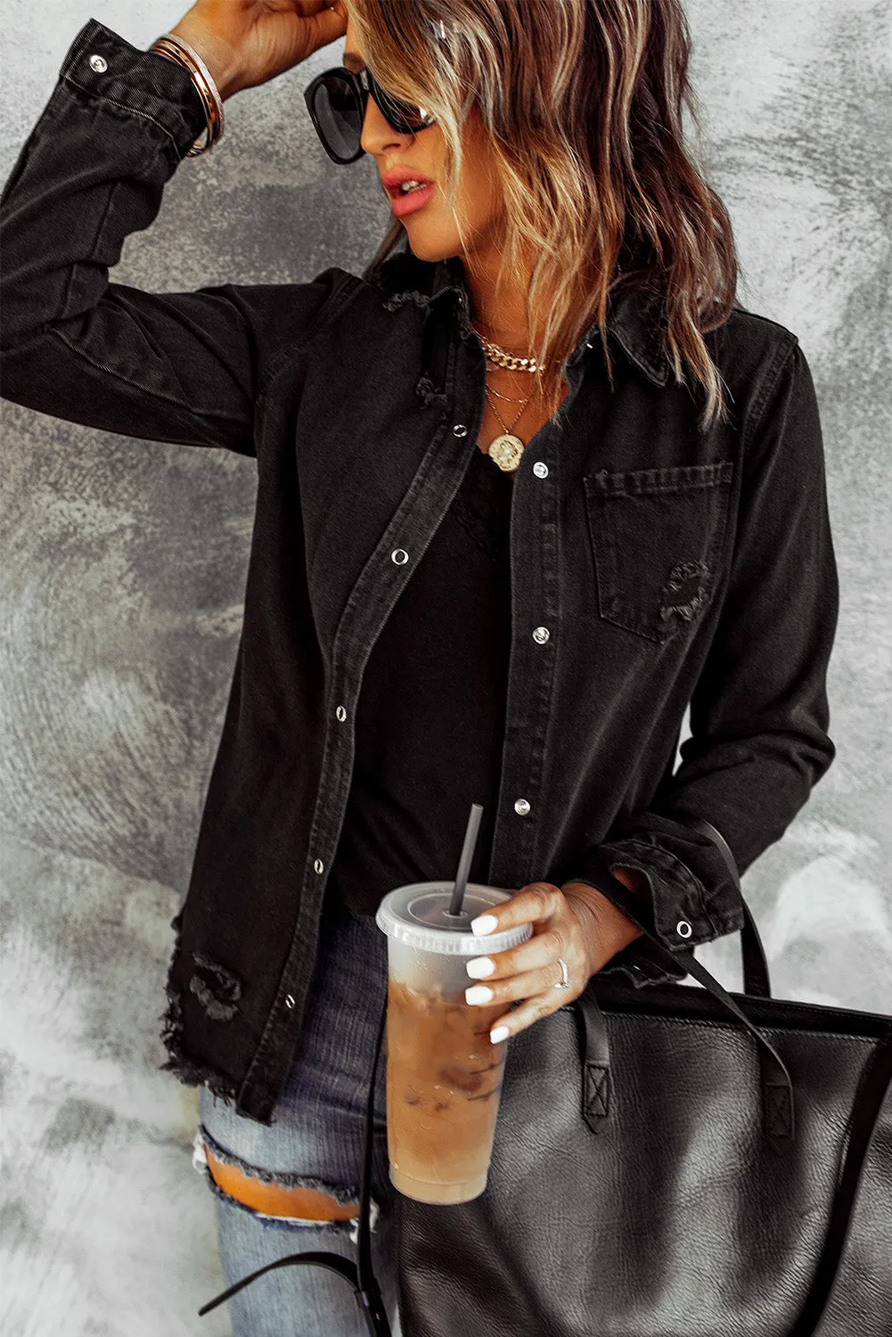 Nothing Is Better Distressed Snap Down Denim Jacket