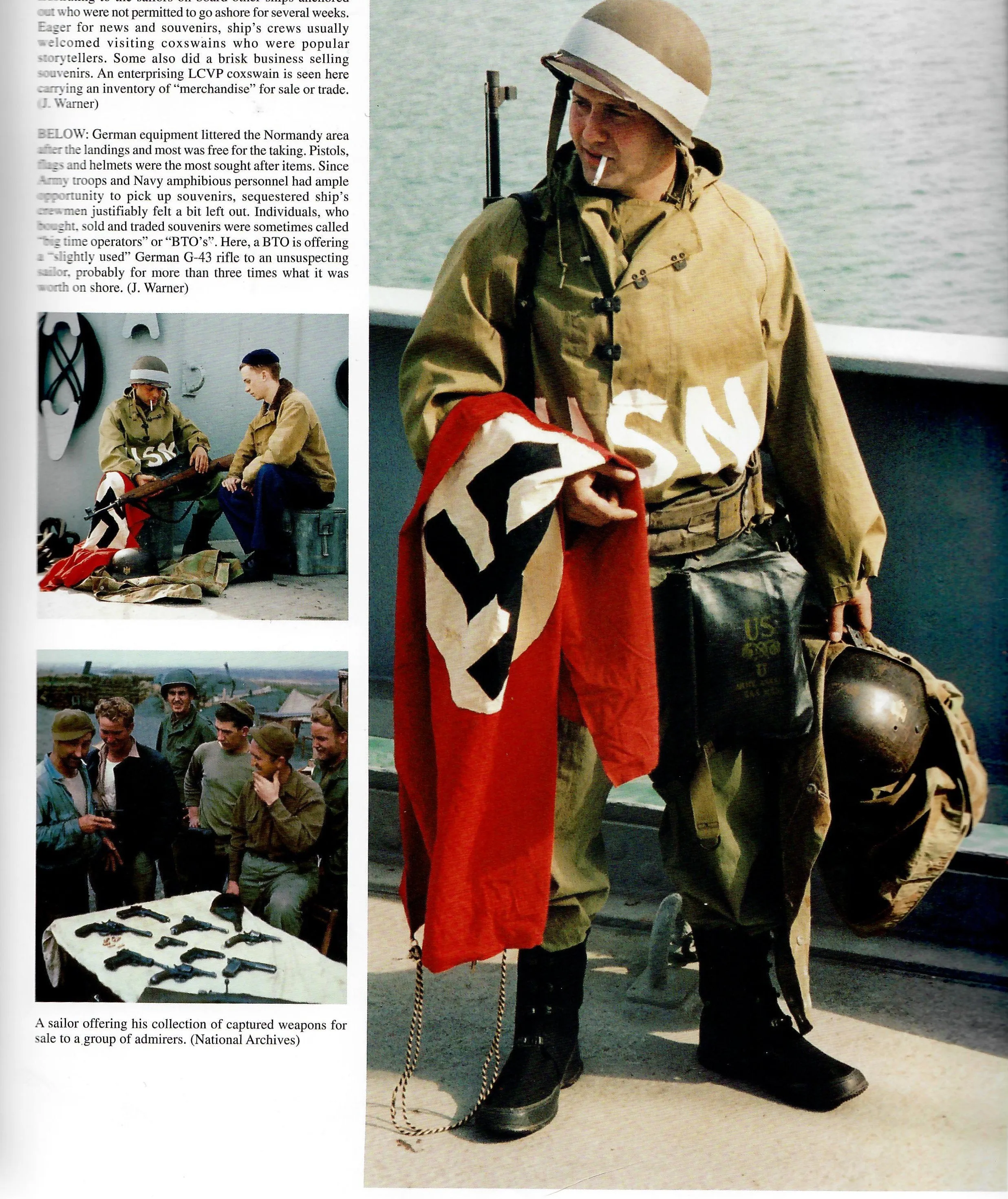 Original U.S. WWII Navy Amphibious Personnel USN Painted Wet Weather Parka - Coveralls - Arctic Overboots - As Seen In Book