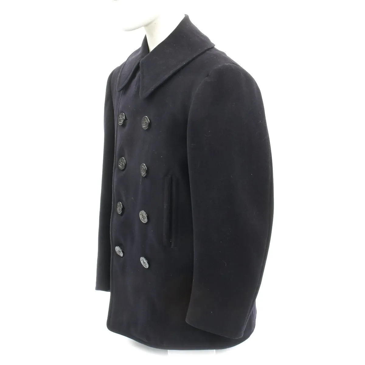 Original WWII U.S. Navy 10 Button Wool Pea Coat by Naval Clothing Factory - Size 40