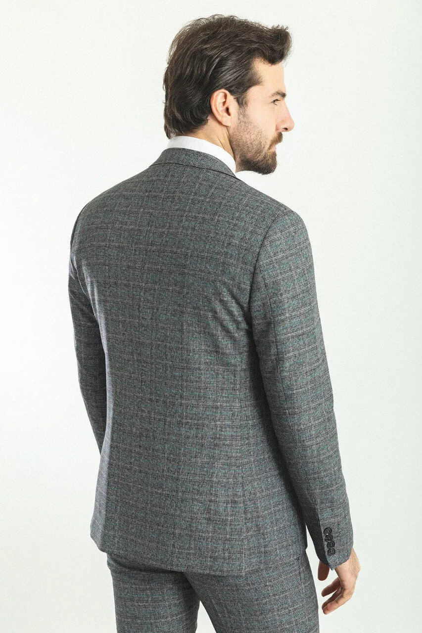 Patterned Dark Gray Suit