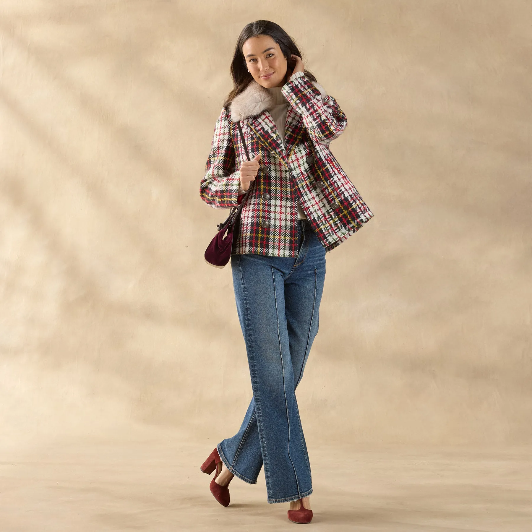 Plaid Alpenhorn Coat, Petite