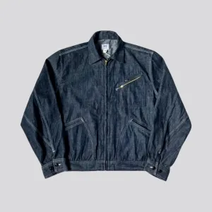 Raw pattern regular fit denim jacket for men