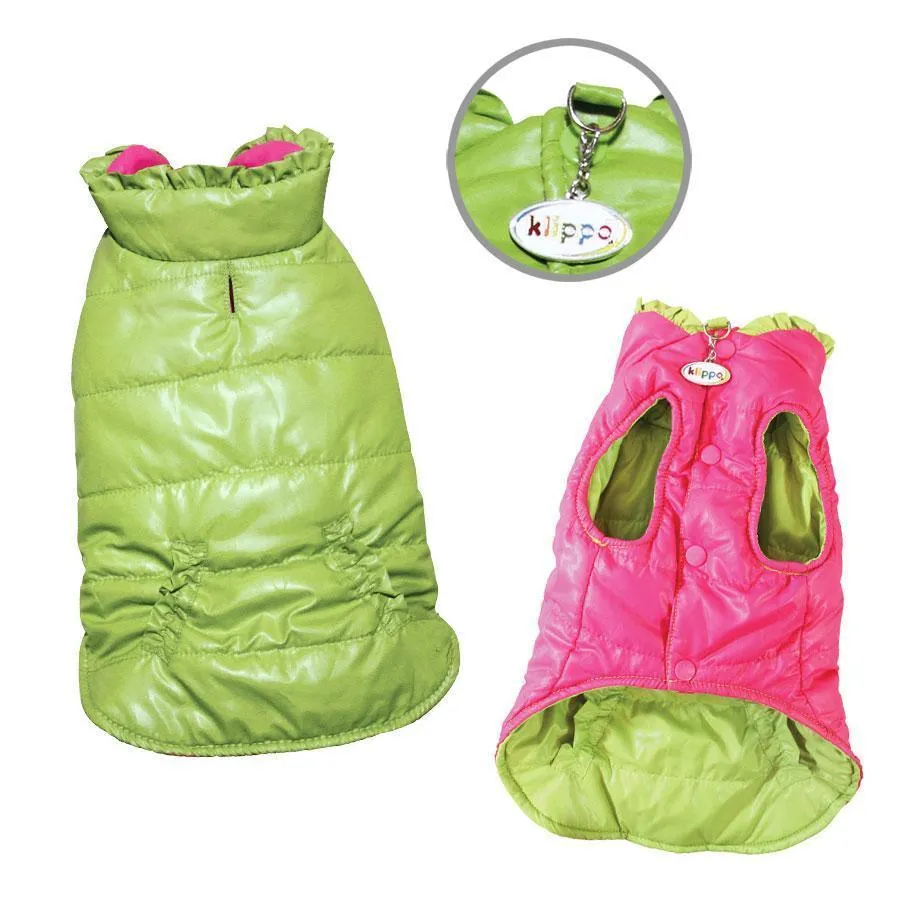 Reversible Parka Dog Vest With Ruffle Trims