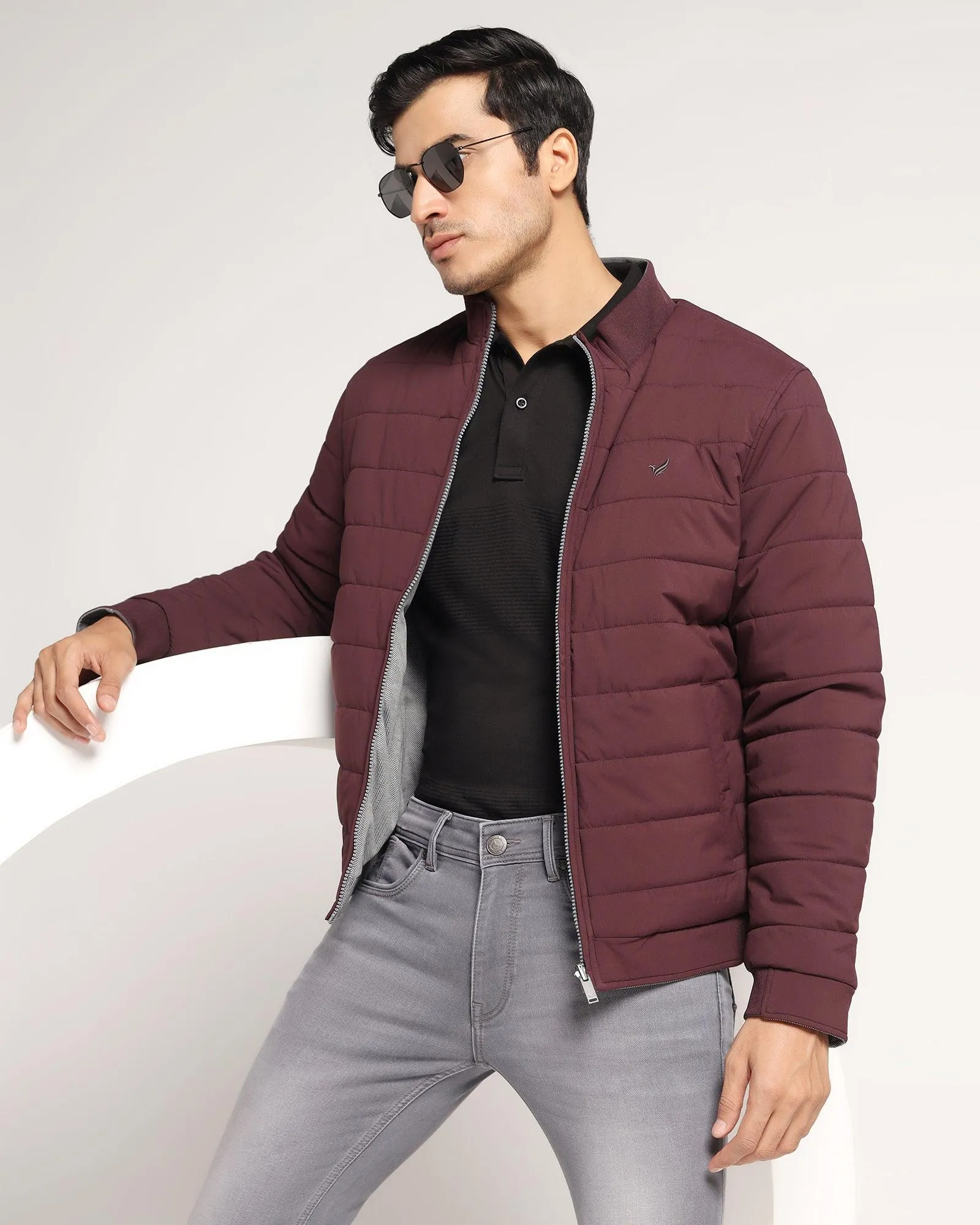 Reversible Wine Solid  Zipper Jacket - Vietro