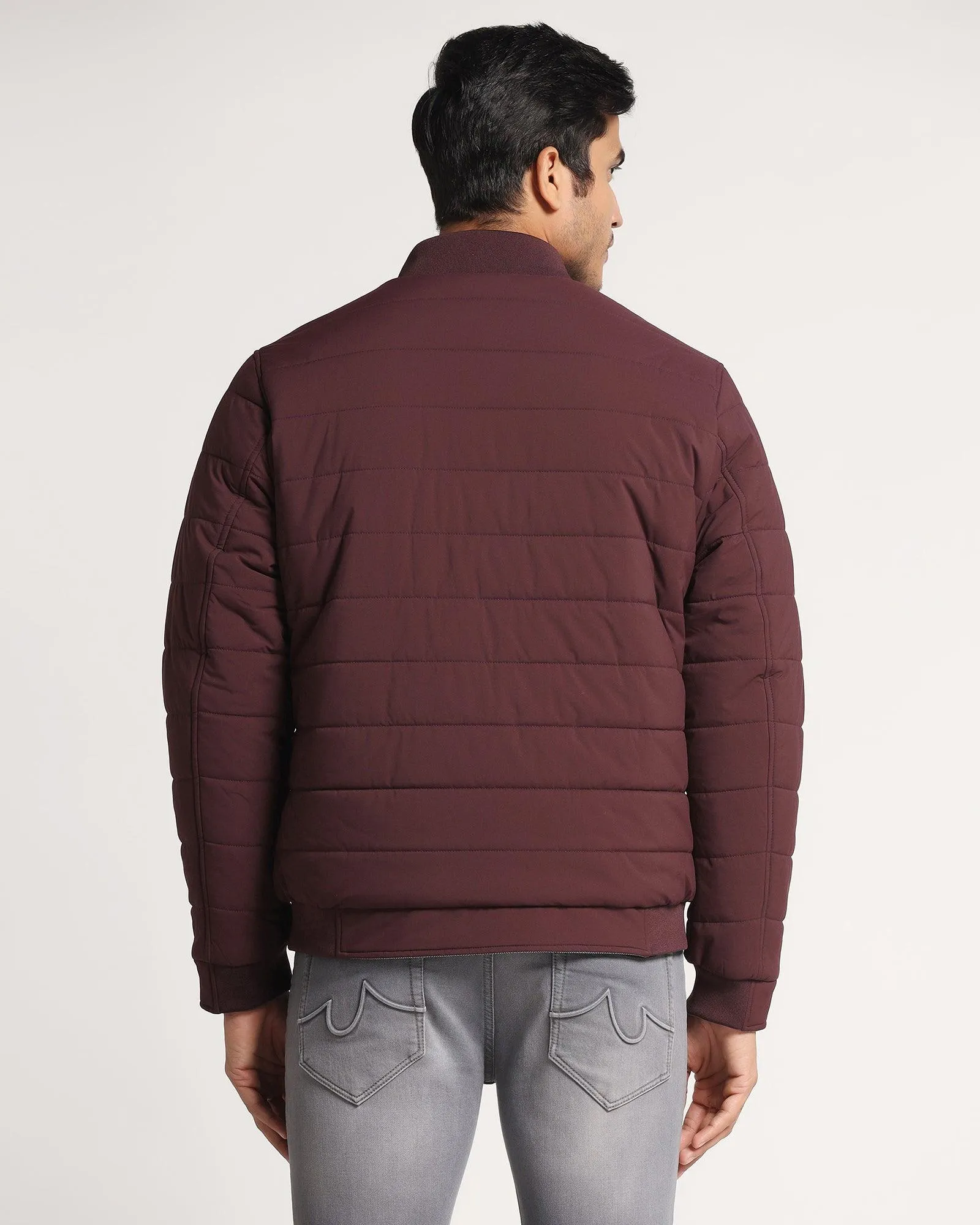 Reversible Wine Solid  Zipper Jacket - Vietro